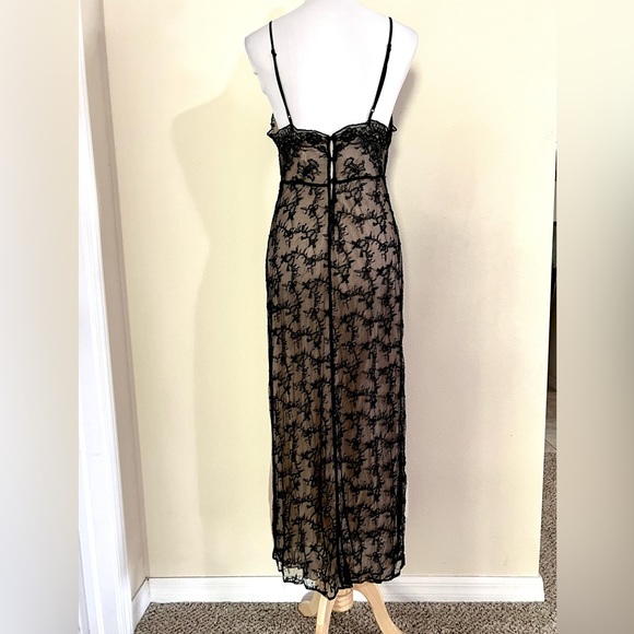 VTG 80’ Victoria's Secret Black Lace Maxi Babydoll slip Dress gothic Victorian M - Picture 6 of 10
